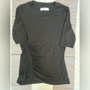 Anthropologie Bailey 44 Black Short Sleeve Ruched Tee T-Shirt Top Women’s Size S